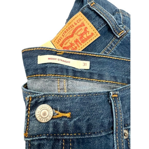 Levi's Middy Straight Jeans Denim‎ Women's 35x30 Medium Wash Mid-Rise NWT Soft - Picture 6 of 6